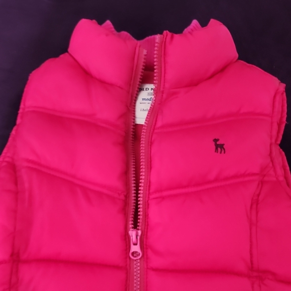 Old Navy Vibrant Pink Puffer Vest Kids sz Medium - Picture 4 of 7